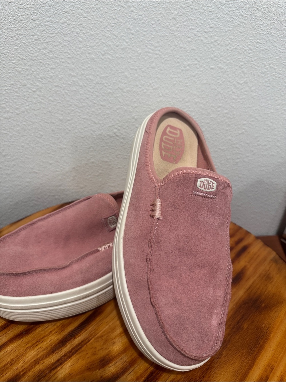 Hey Dude Men’s Slip-On Loafers in Dusty Rose Suede